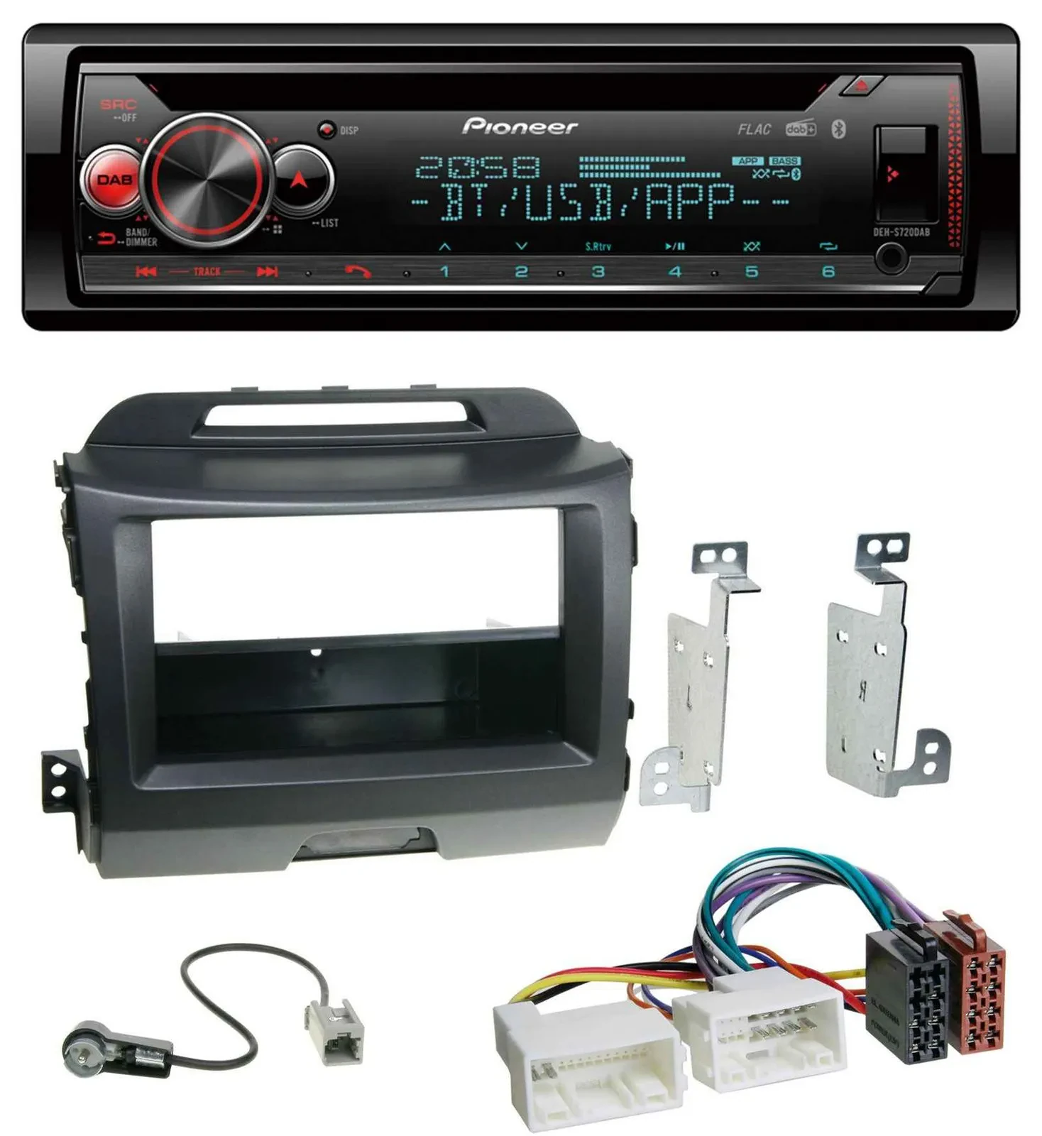 Автомагнитола для Kia Sportage 3 (2010–2015) Pioneer MP3 DAB CD Bluetooth USB черный