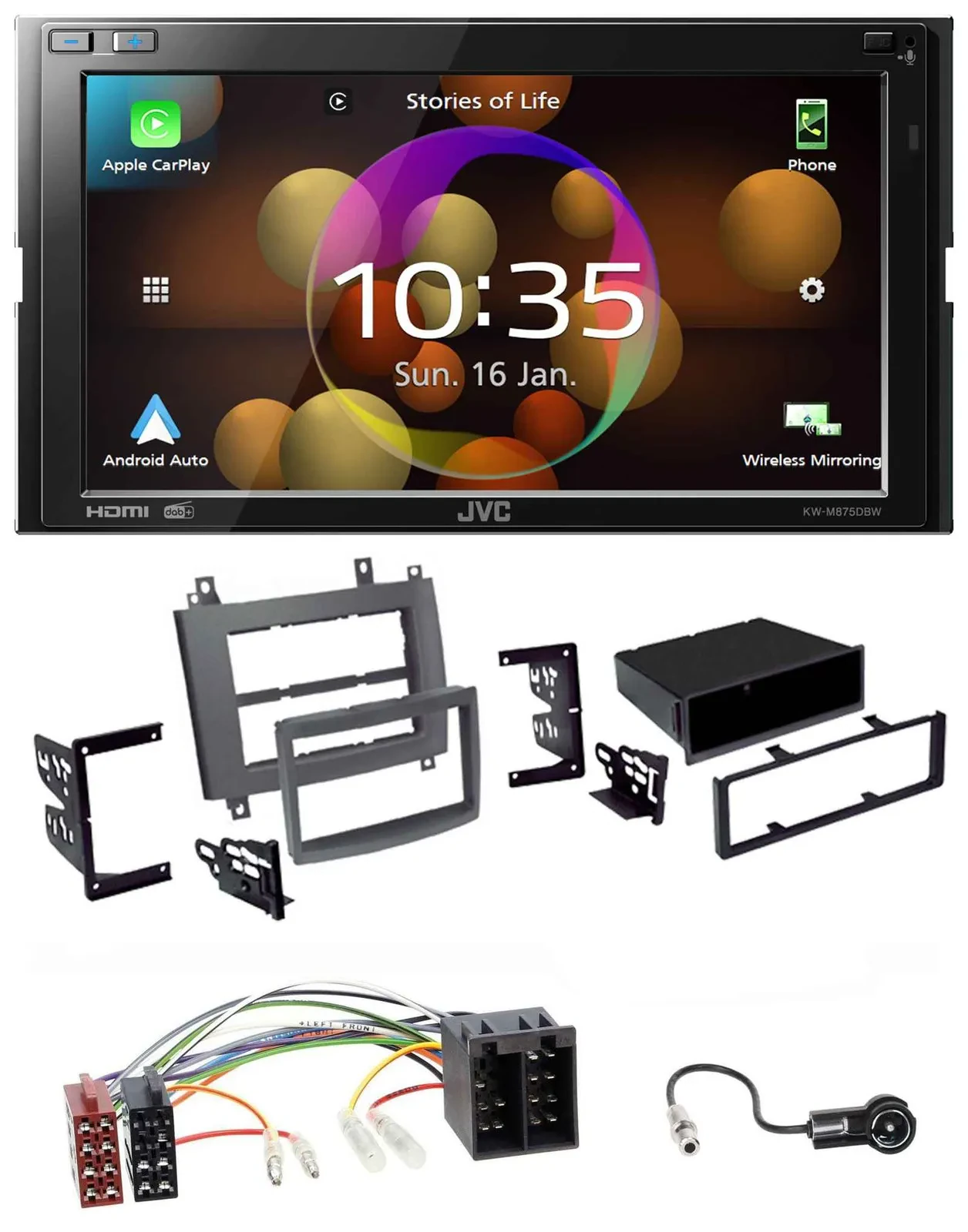 JVC DAB MP3 2DIN Bluetooth USB Autoradio für Cadillac CTS 2003-2007 SRX 2004-200