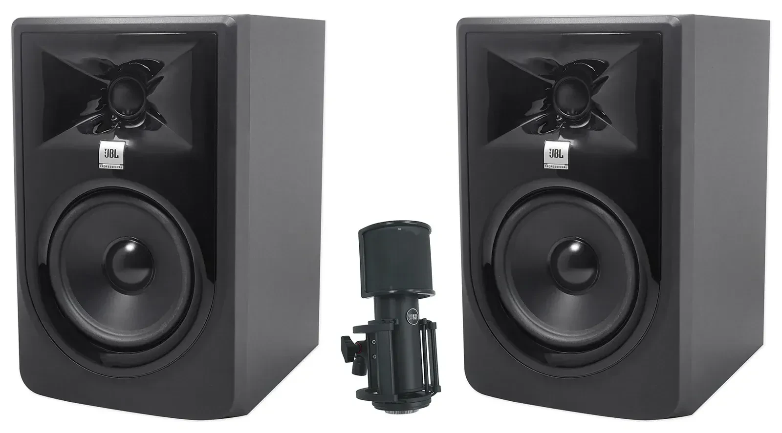(2) JBL 305PMKII 5" Powered Studio Monitors Speakers+Warm Audio Skylight Mic