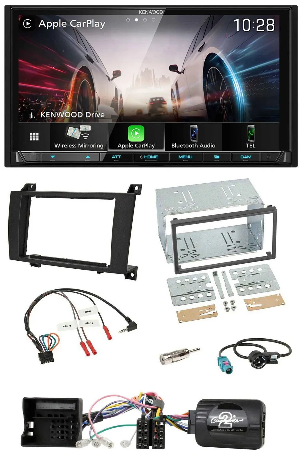 Kenwood Lenkrad 2DIN USB DAB Bluetooth Autoradio für Mercedes SLK R171 2004-2008