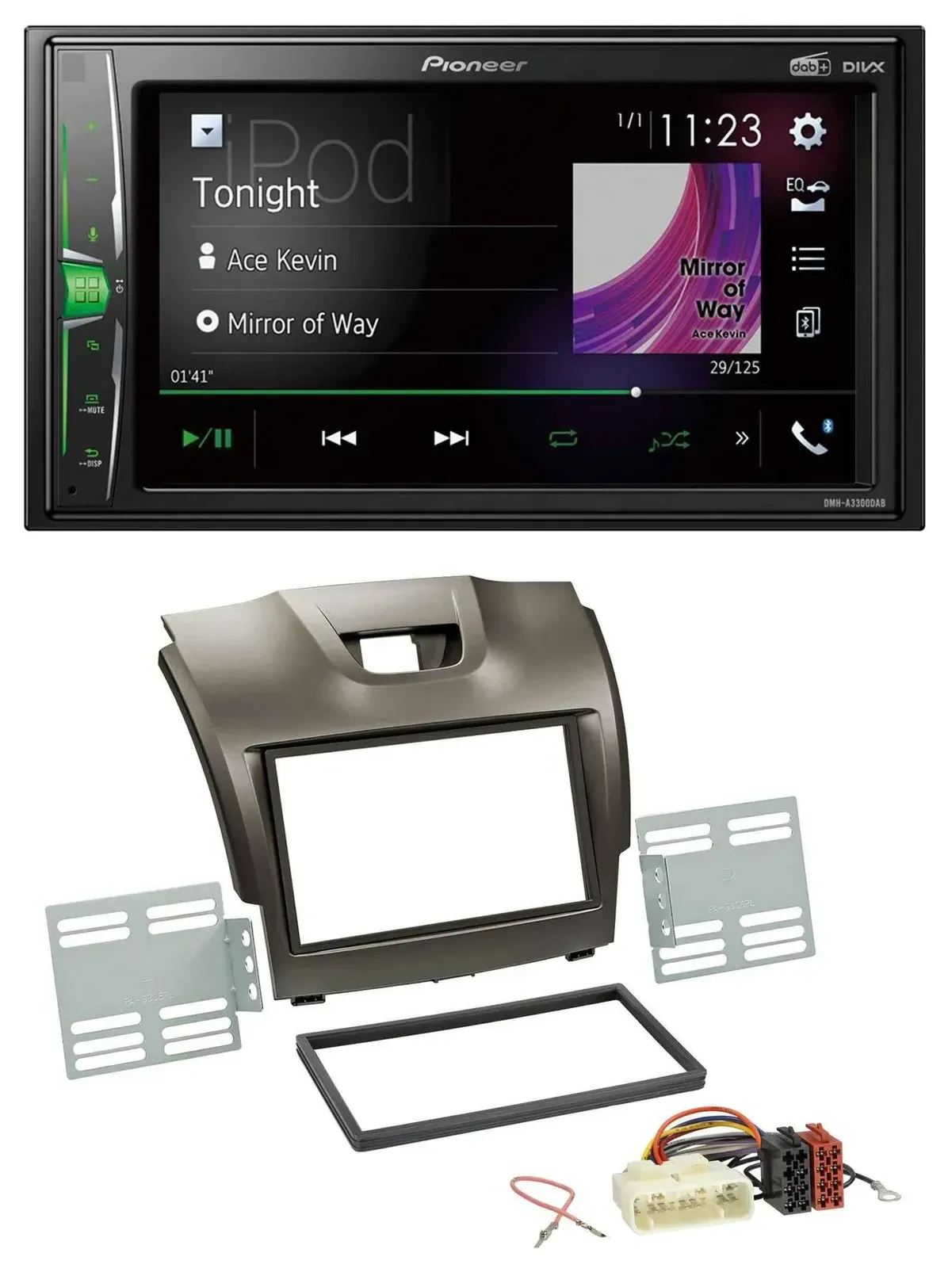 Pioneer 2DIN MP3 DAB USB Bluetooth Autoradio für Isuzu D-Max ab 2012 grau