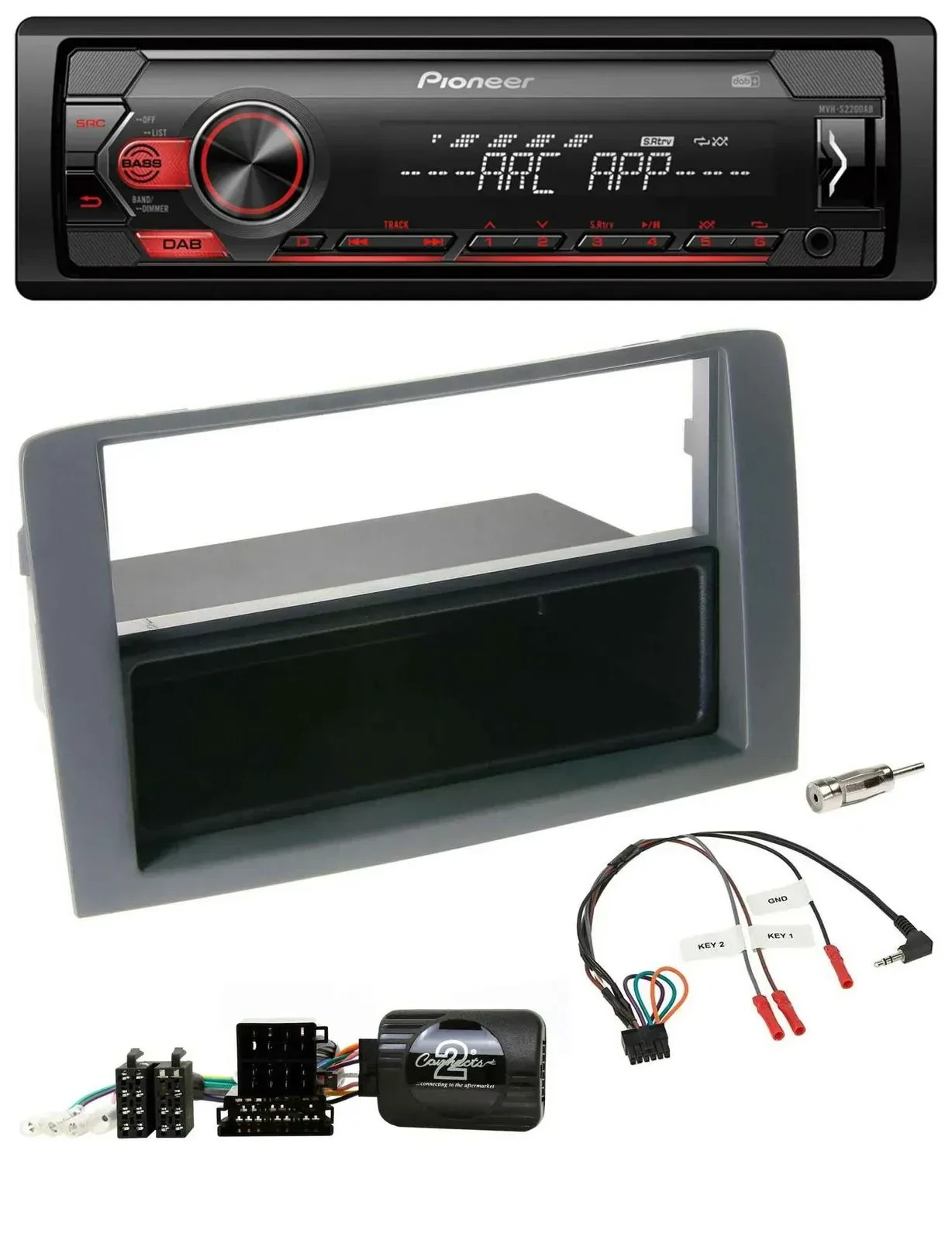 Автомагнитола для Fiat Idea 2006–2011 Pioneer 1 DIN, DAB, USB, MP3, серый