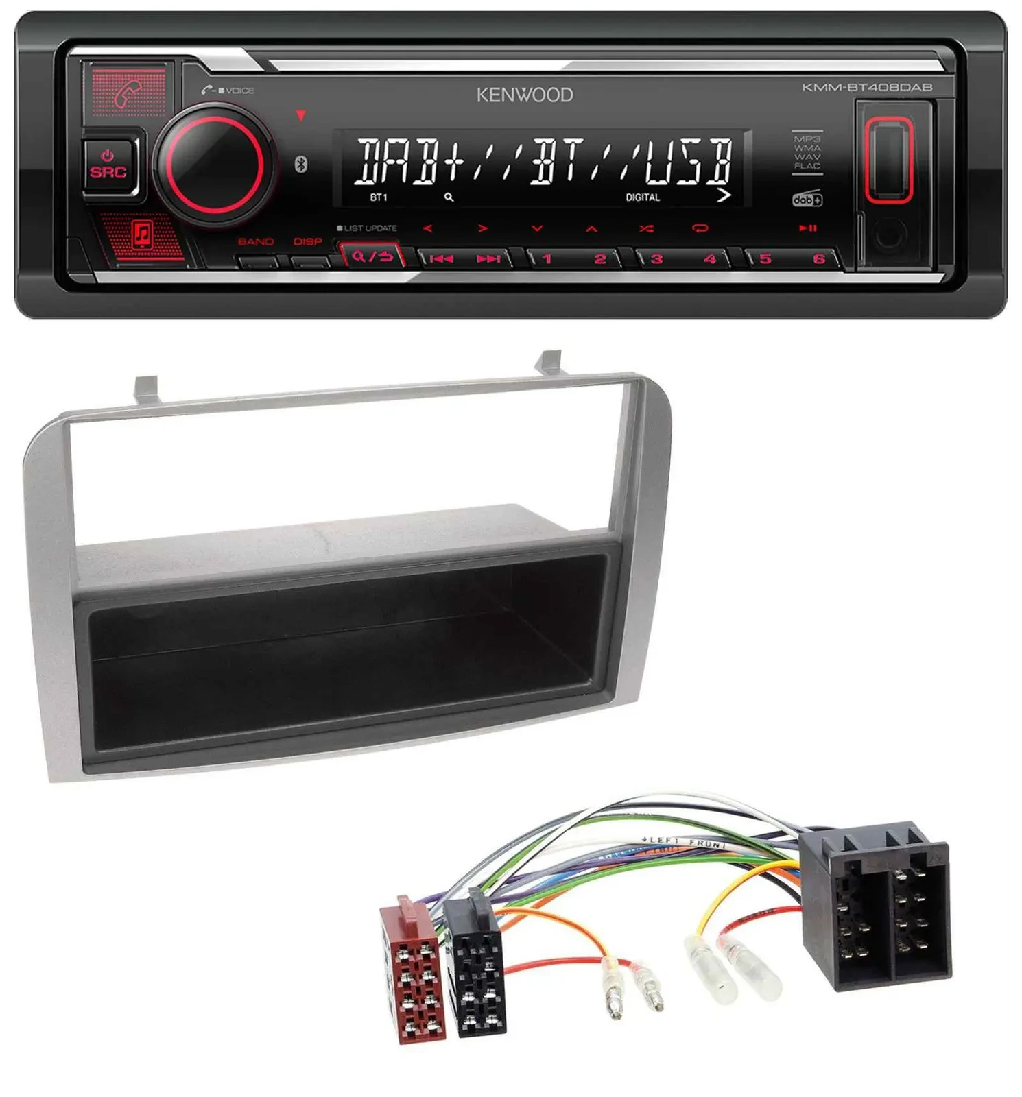 Kenwood MP3 Bluetooth USB DAB Autoradio für Alfa Romeo 147 GT silber Ablagefach