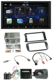 Alpine Bluetooth 2DIN Lenkrad DAB USB Autoradio für Ford C-Max Galaxy Focus schw