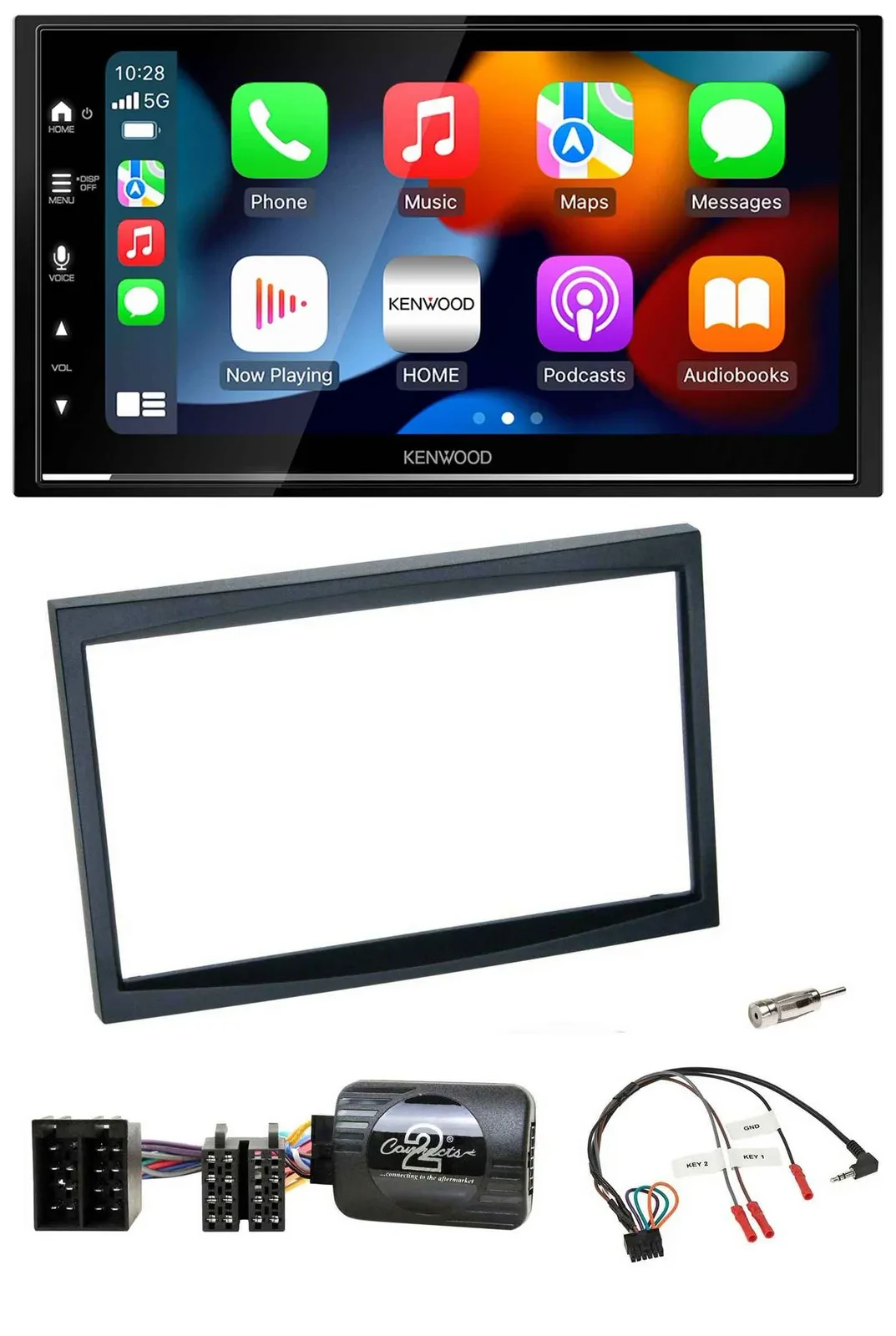 Kenwood DAB USB Bluetooth 2DIN Lenkrad Autoradio für Citroen C3 C2 Berlingo schw