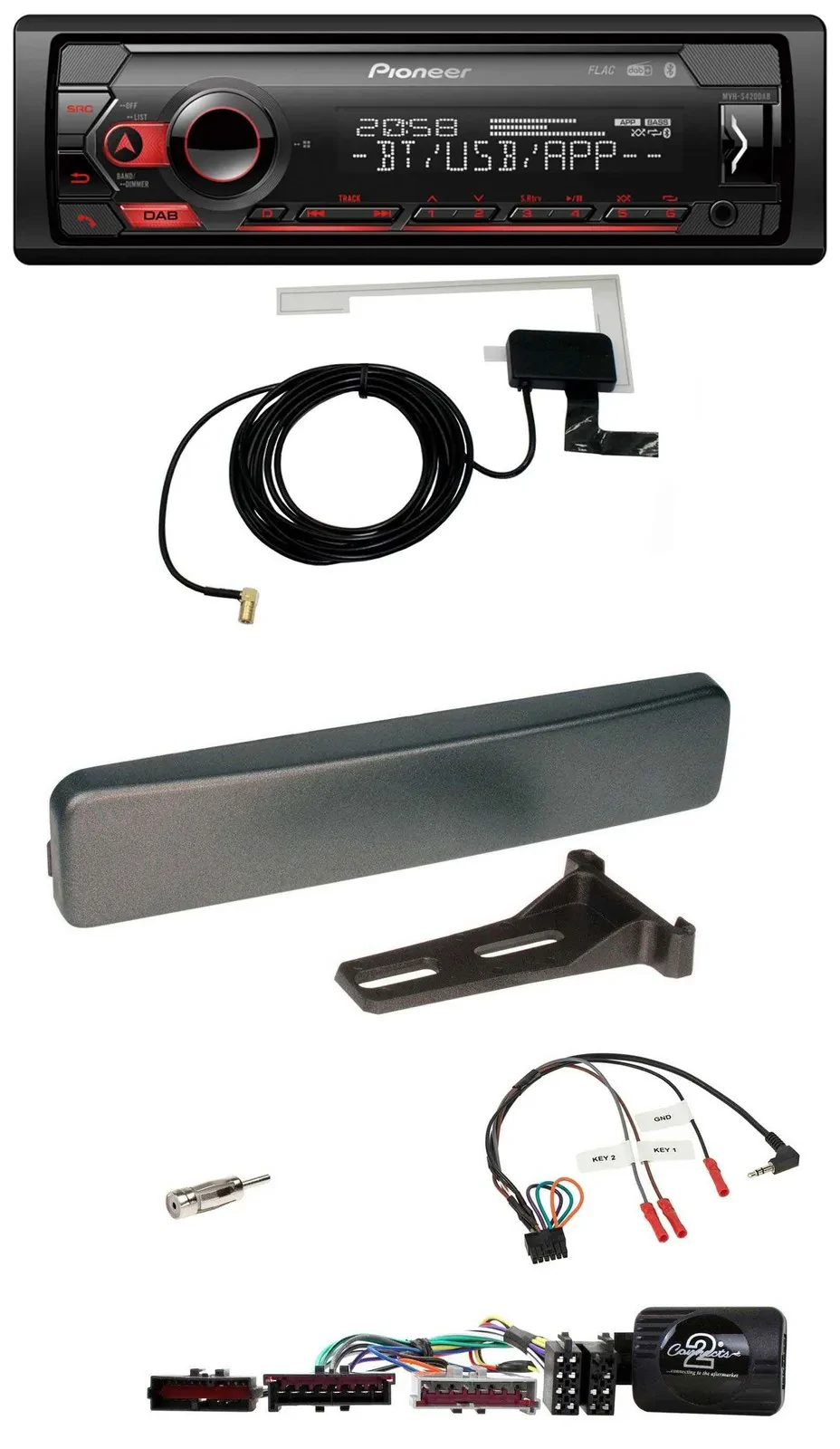 Автомагнитола для Ford Mondeo/Focus Pioneer DAB, USB, Bluetooth, антрацит