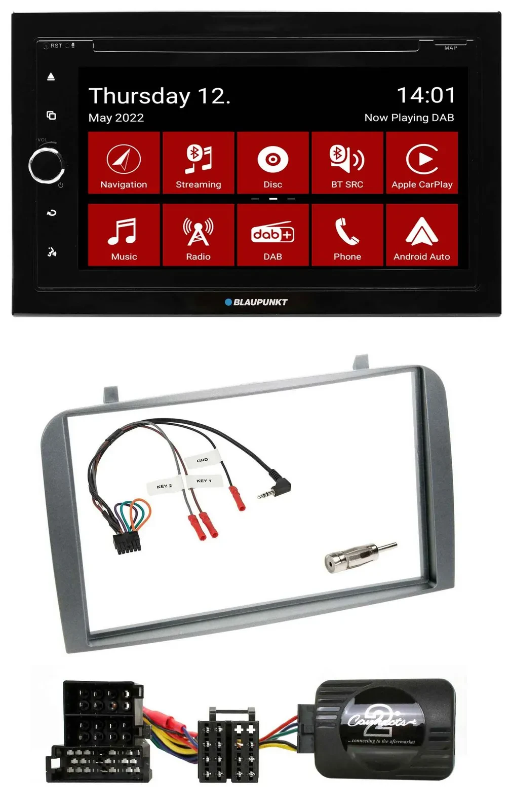 Blaupunkt Lenkrad DVD Bluetooth DAB 2DIN USB Autoradio für Alfa Romeo GT 147 200