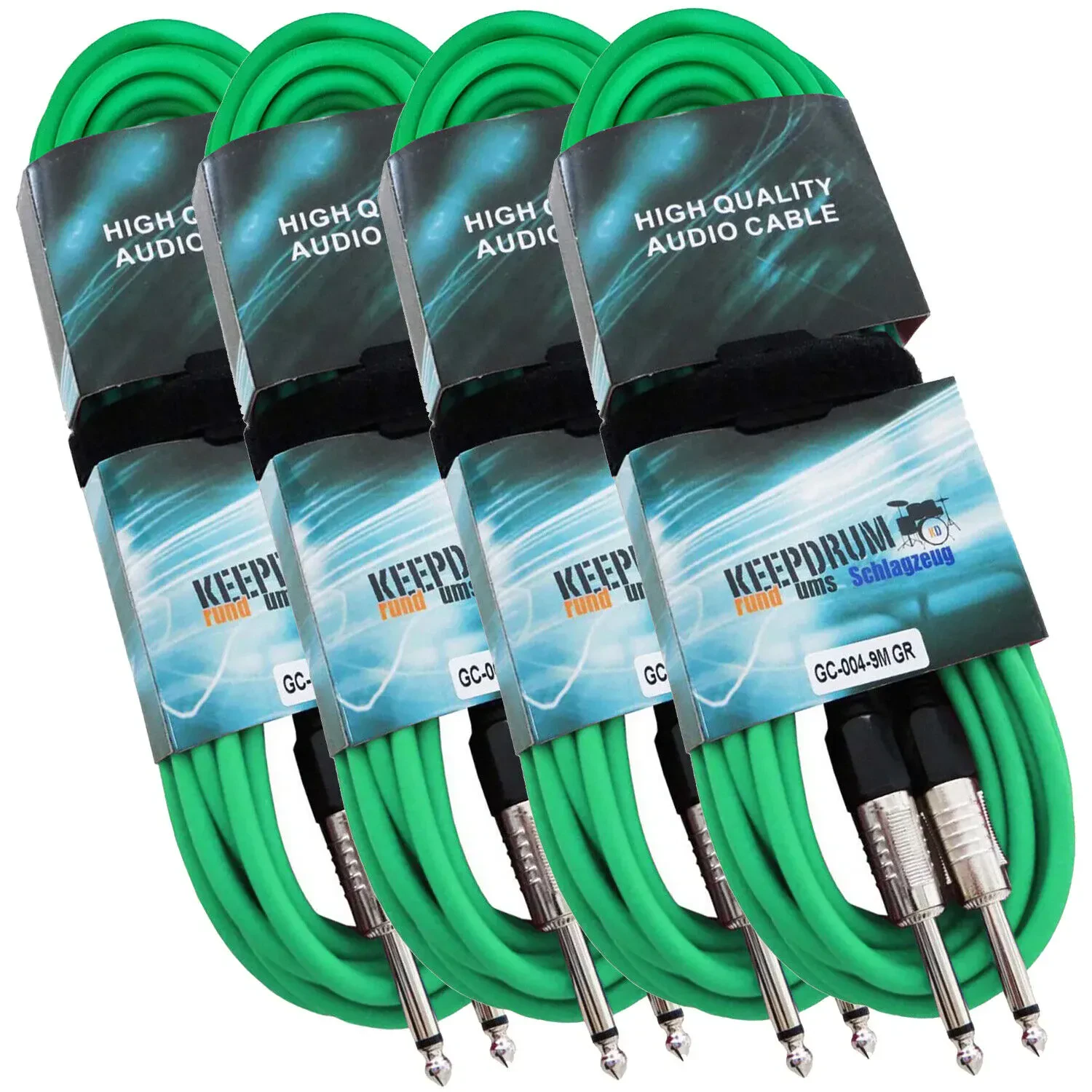 Инструментальный кабель keepdrum GC-004 Green 9 м (4 штуки)