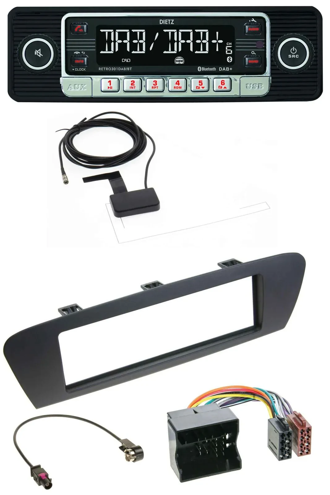 Dietz DAB Bluetooth USB MP3 Autoradio für Renault Scenic (ab 12) - braun