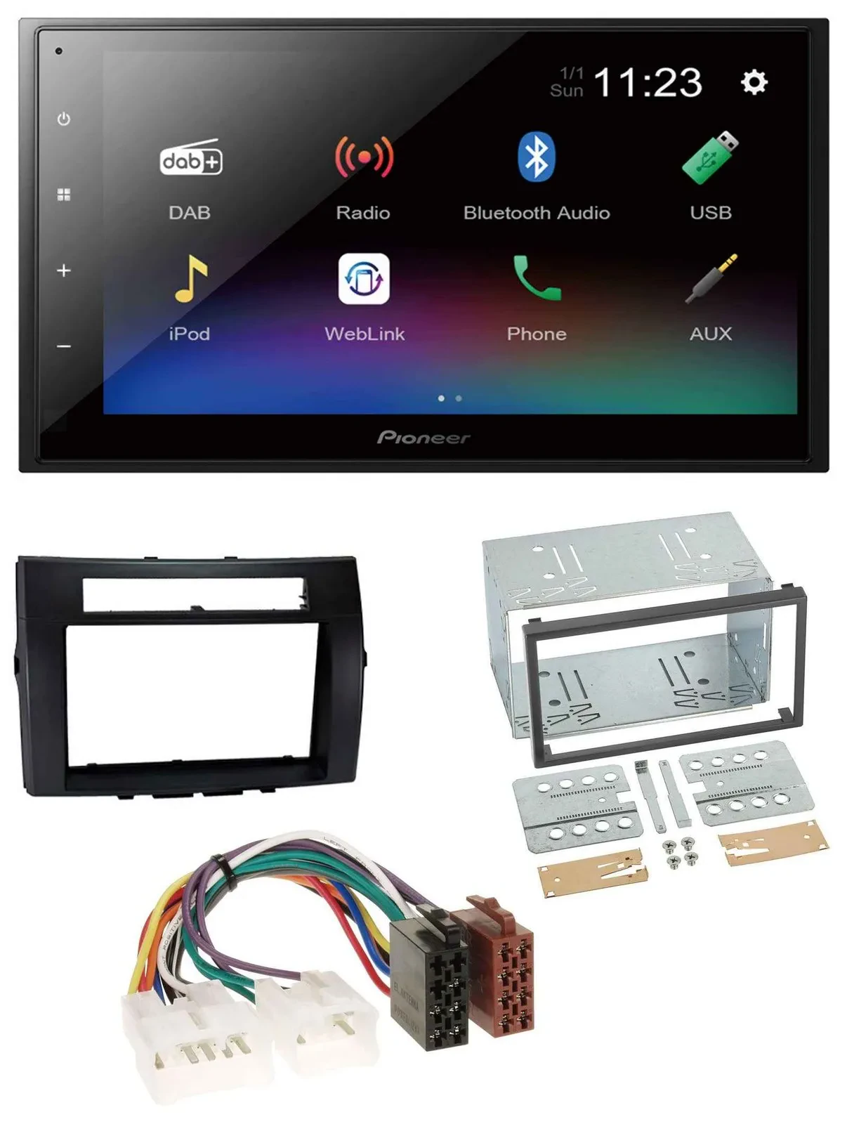 Автомагнитола Pioneer 2DIN, USB, Bluetooth, DAB, MP3, для Toyota Corolla Verso (2004–2009), черный