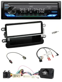 Автомагнитола JVC Bluetooth DAB USB для Dacia (с 2012), черный глянец, поддержка управления на руле
