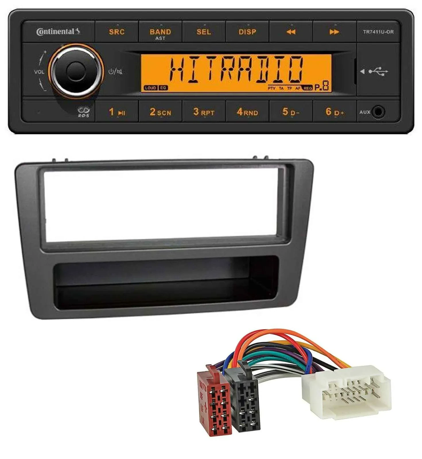 Автомагнитола Continental 1-DIN USB AUX MP3 для Honda Civic 2001–2003, антрацит