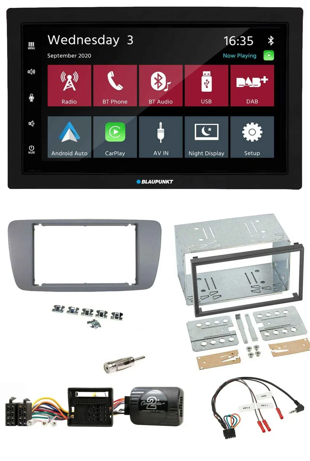 Blaupunkt 2DIN Lenkrad USB Bluetooth DAB Autoradio für Seat Ibiza ab 08 conemara