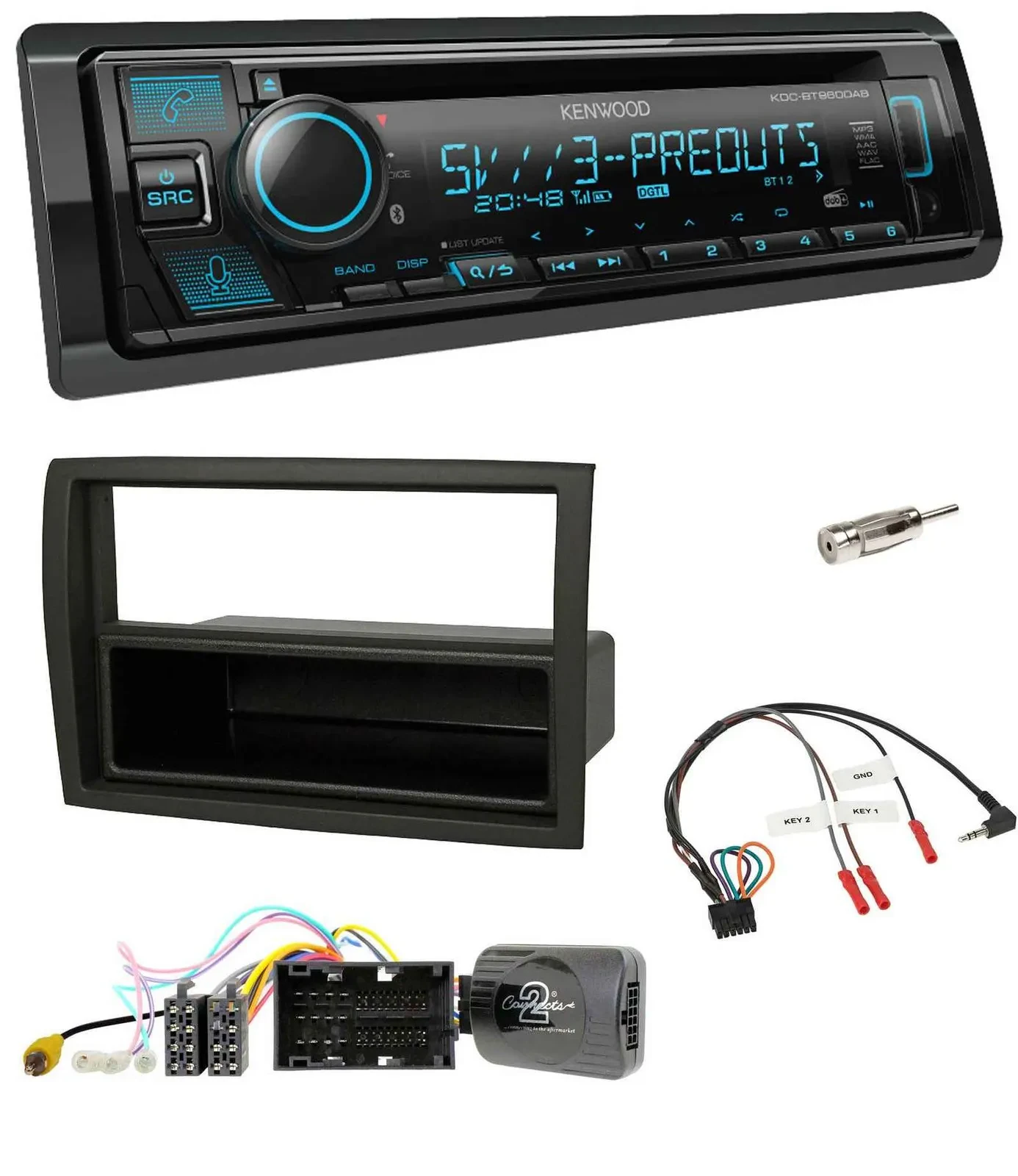 Автомагнитола для Citroen Jumper (2014–2021) Kenwood Bluetooth, USB, CD, DAB, чёрная