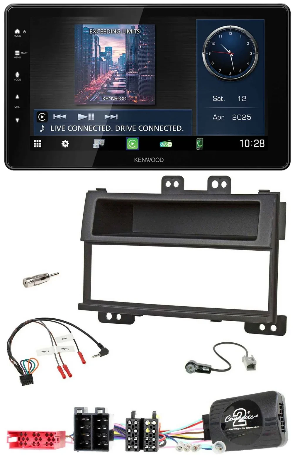 Kenwood Lenkrad Bluetooth USB DAB Autoradio für Hyundai i20 ISO 2009-11 schwarz