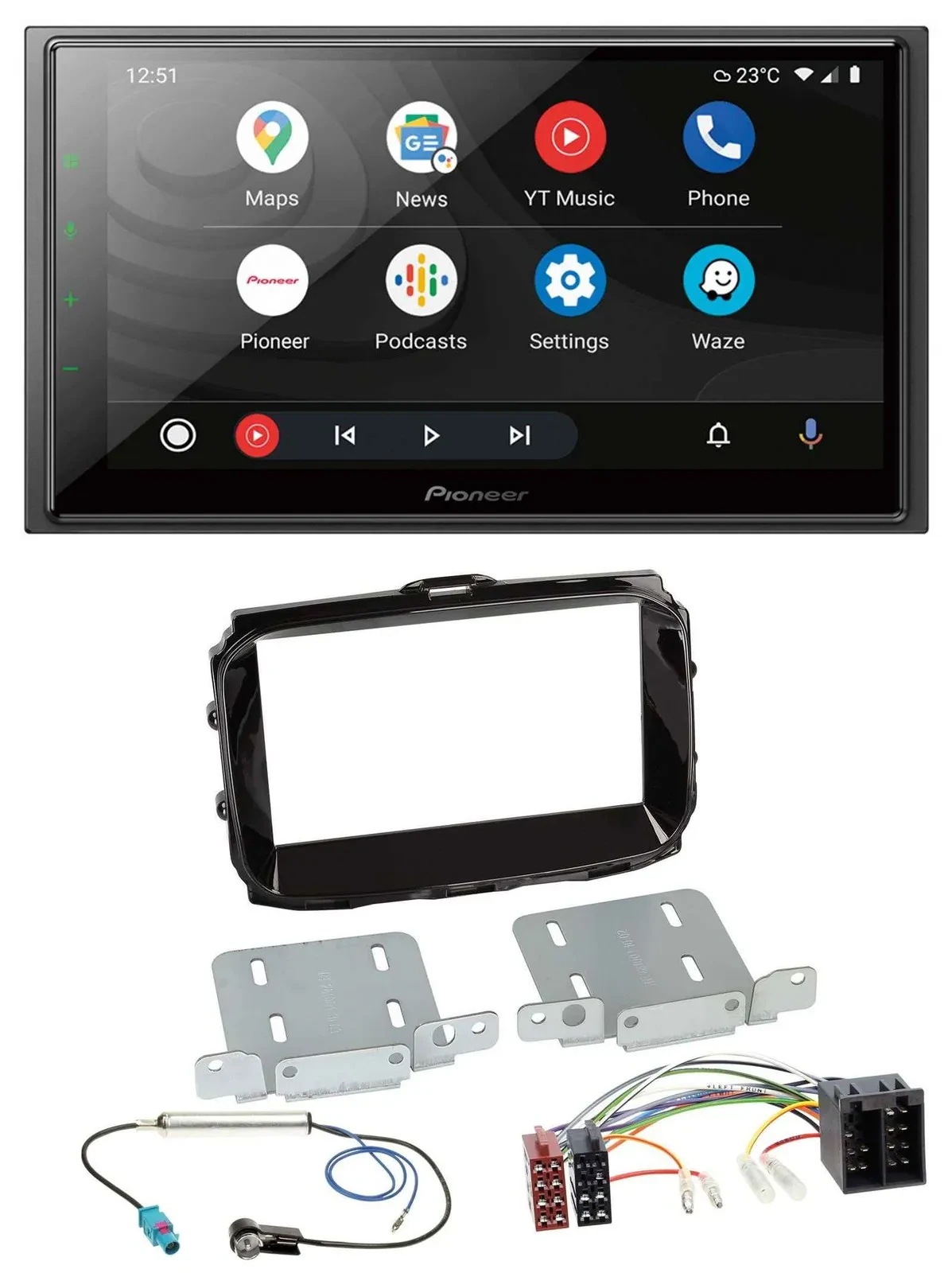 Pioneer USB 2DIN DAB MP3 Bluetooth Autoradio für Alfa Romeo ISO ab 2013 piano