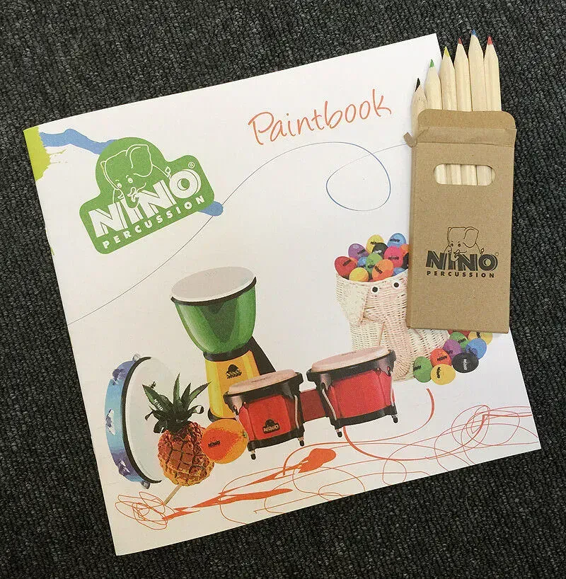 Раскраска Nino Percussion Paintbook (с цветными карандашами)