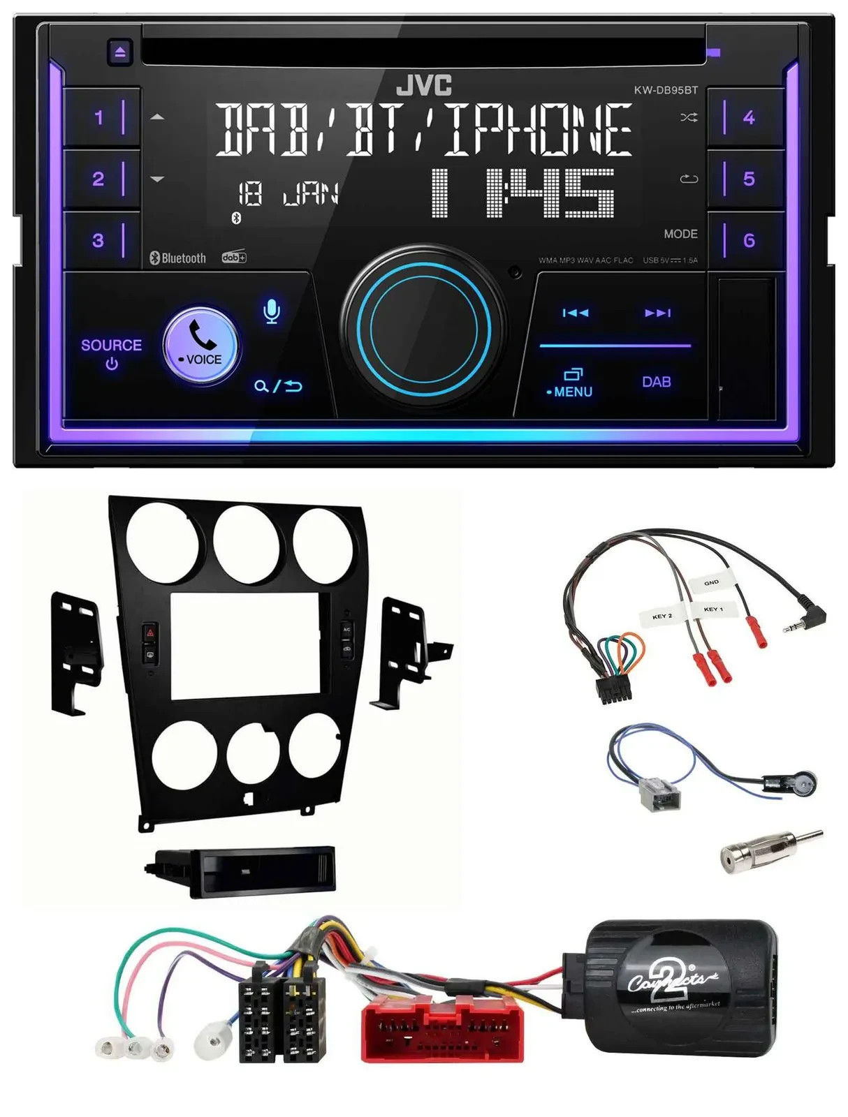 JVC Lenkrad USB 2DIN DAB Bluetooth CD Autoradio für Mazda 6 2006-2008