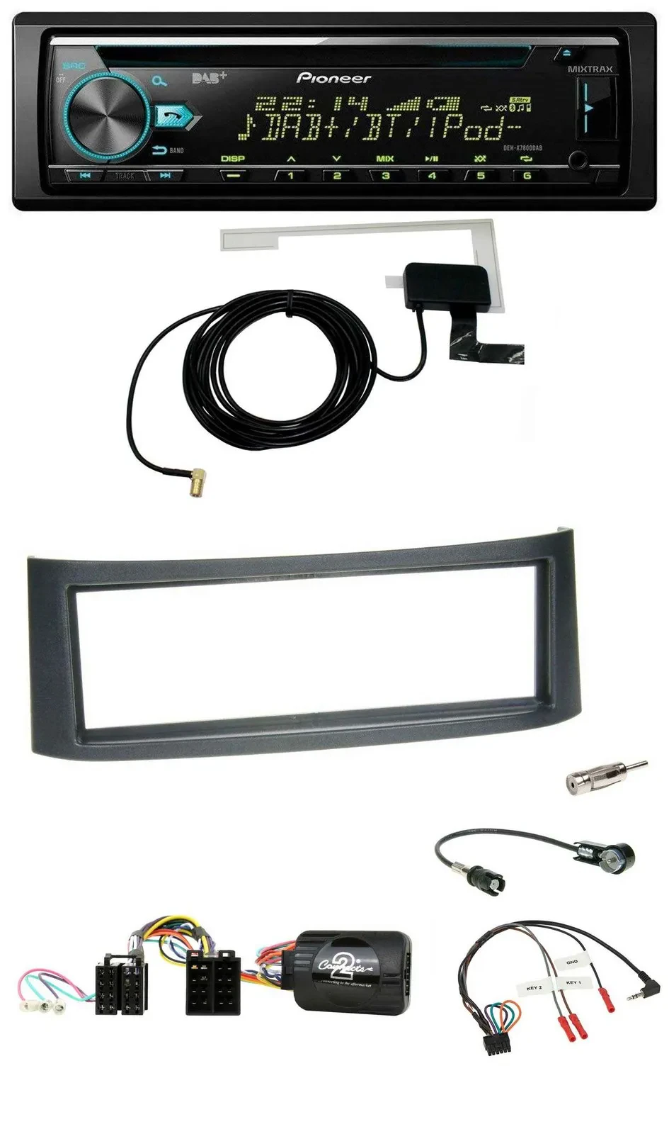 Автомагнитола Pioneer CD USB DAB MP3 для Smart ForFour W454 (2004–2006) черная