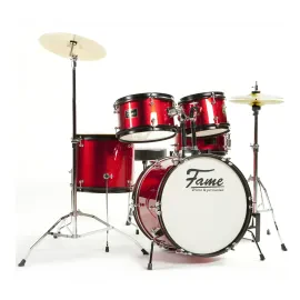 Kiddyset 5PC Jr Drumset Rot, 3-10J, Bass Drum, Toms, Snare, Hardware, Hocker