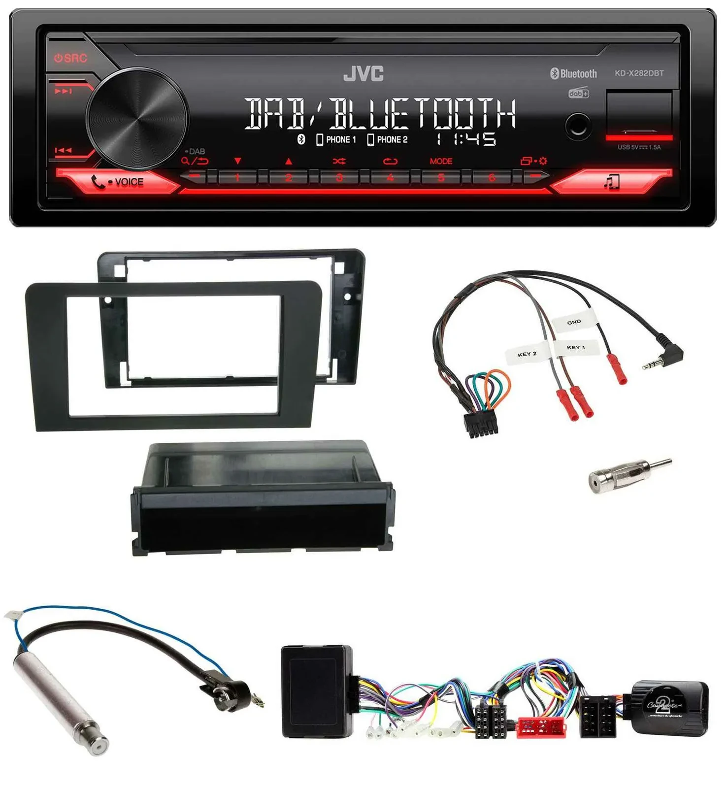 Автомагнитола JVC Bluetooth, USB, DAB для Audi A3 (совместимо с Symphony, активная система, ISO 8P)