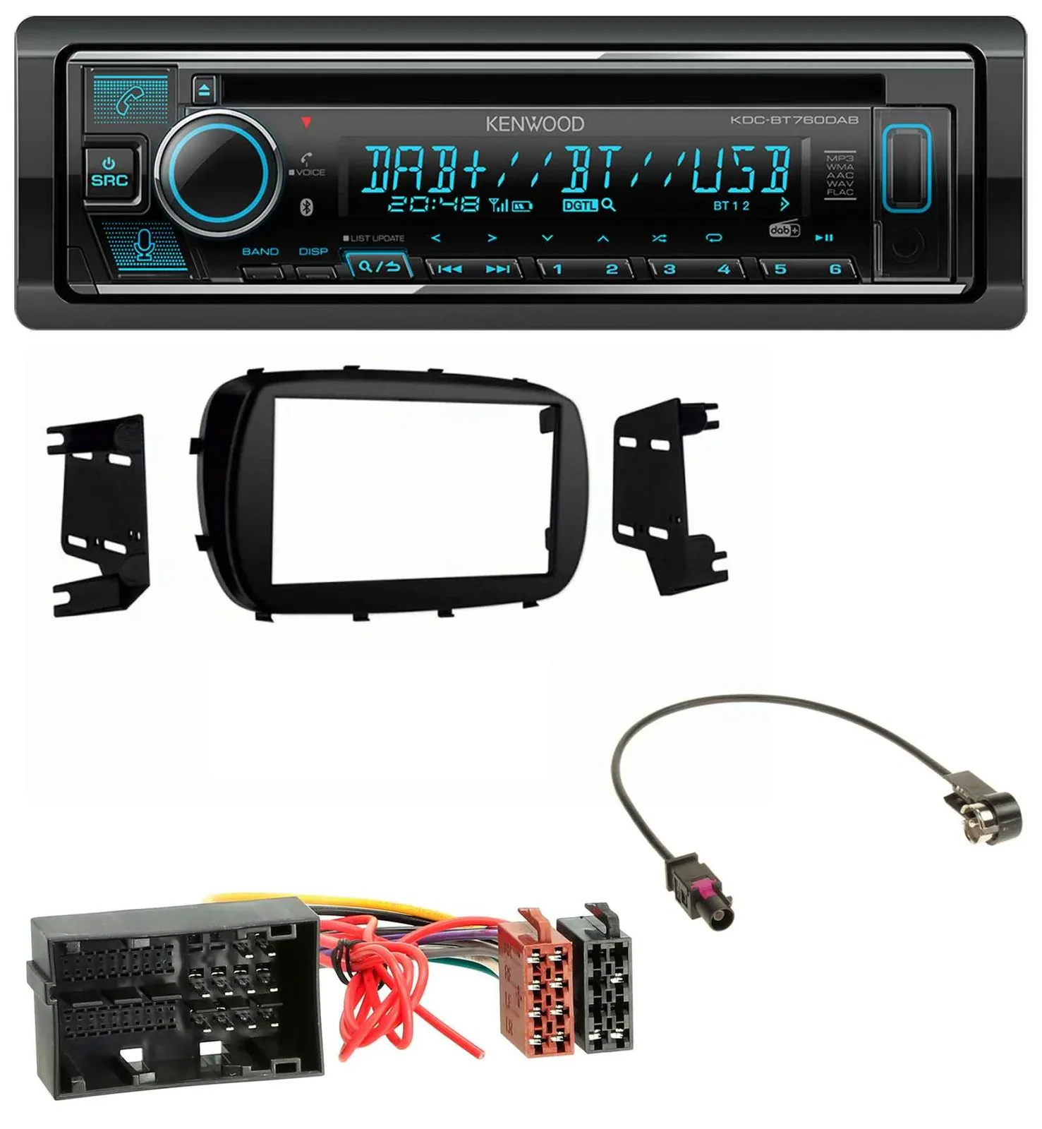 Kenwood MP3 Bluetooth DAB USB CD Autoradio für Fiat 500X (ab 2015)