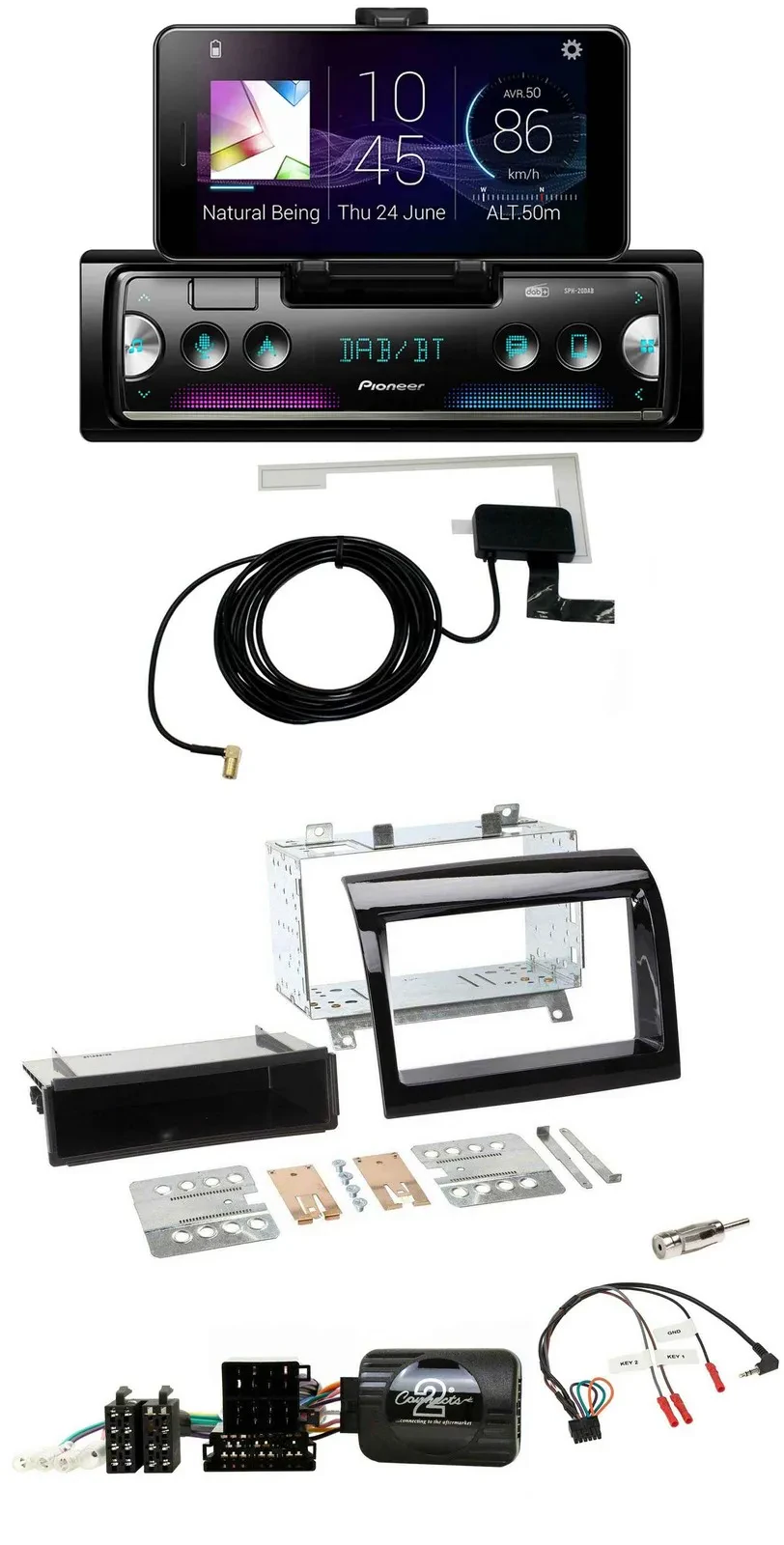 Автомагнитола Pioneer DAB, Bluetooth, USB для Fiat Ducato 2012–2015, черный piano black