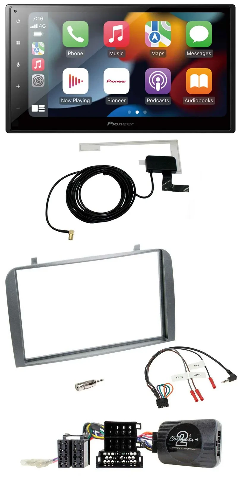 Pioneer Lenkrad USB Bluetooth DAB 2DIN Autoradio für Alfa Romeo GT 147 07-10 ant