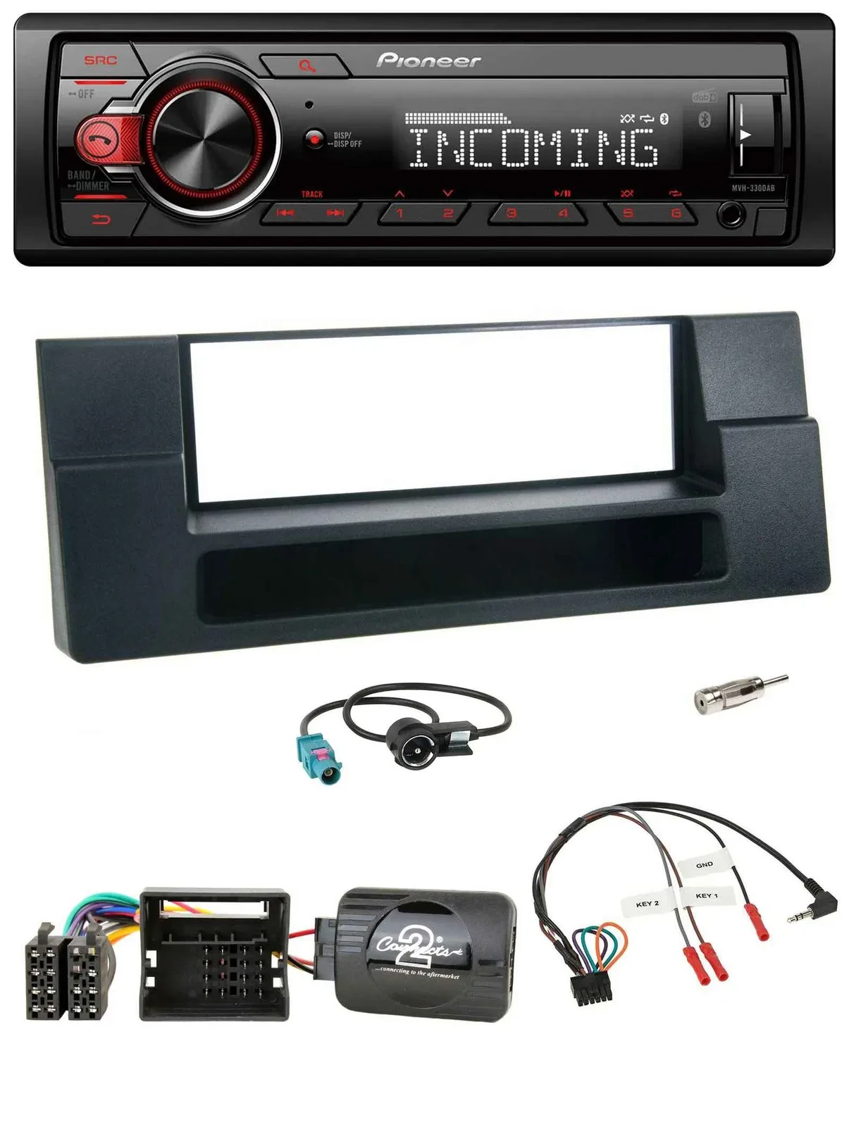 Pioneer Bluetooth USB DAB Lenkrad Autoradio für BMW 5er E39 X5 Quadlock Ablage