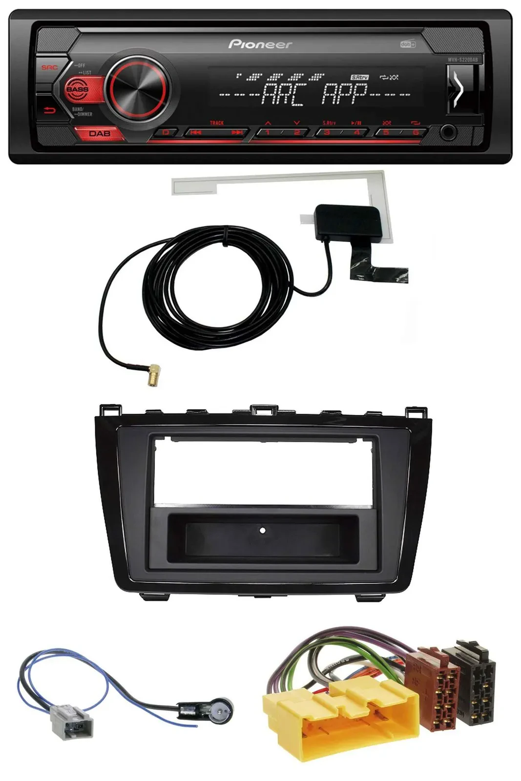 Автомагнитола Pioneer 1DIN, USB, DAB, MP3, AUX для Mazda 6 (2008–2012), глянцевая