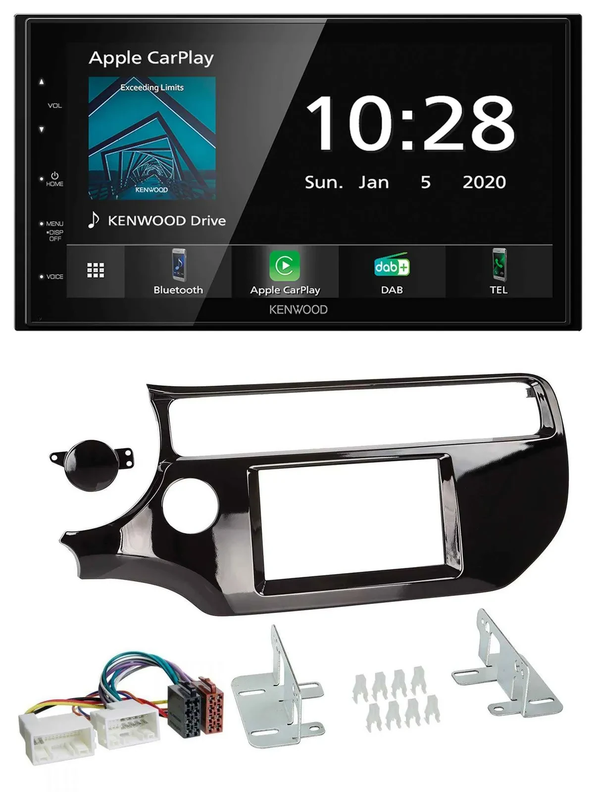 Автомагнитола Kenwood 2-DIN Bluetooth MP3 DAB USB для Kia Rio (UB) с 2015, пиано-блэк