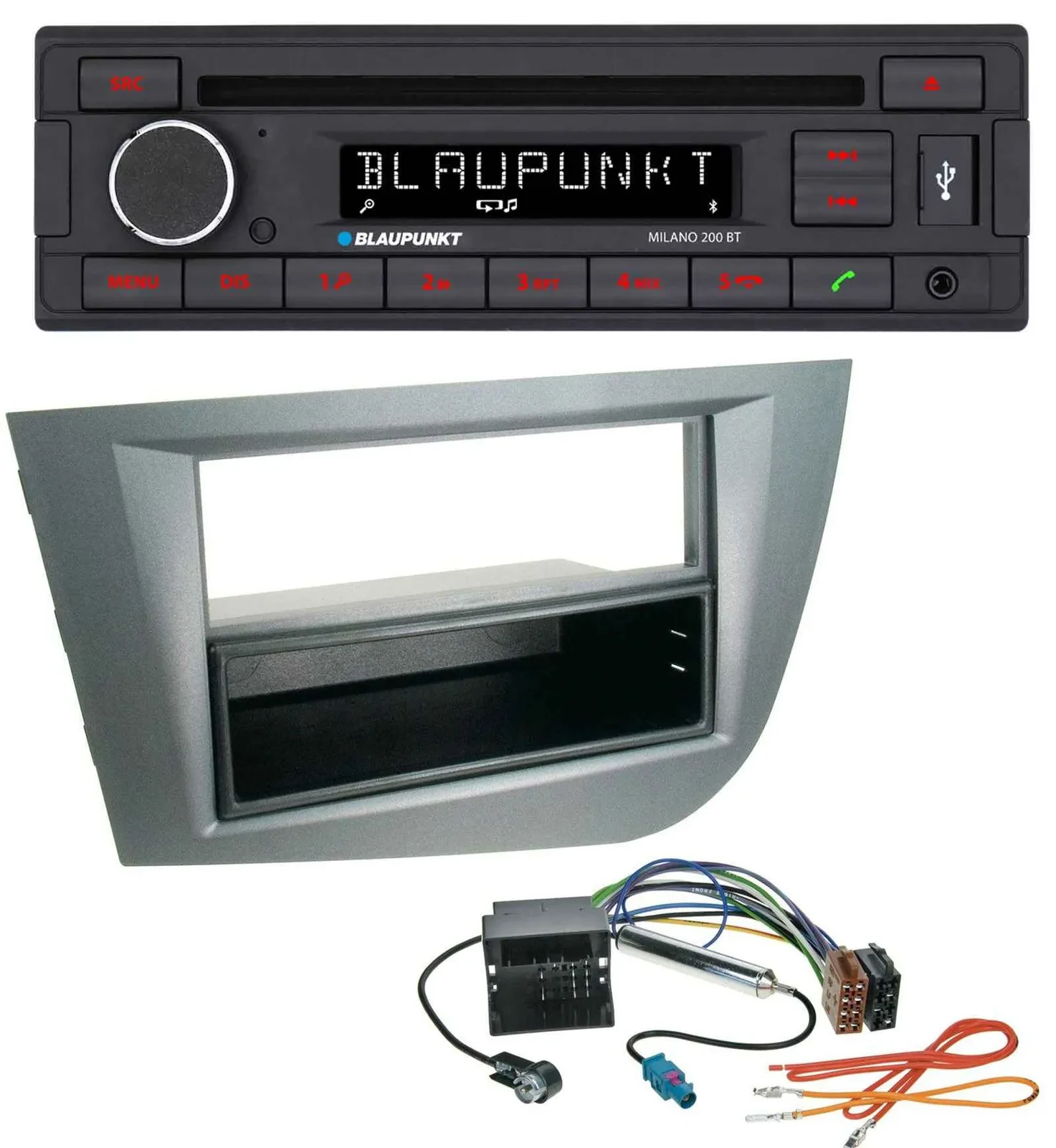 Blaupunkt MP3 USB CD Bluetooth AUX Autoradio für Seat Leon ab 05 dunkelgrau meta