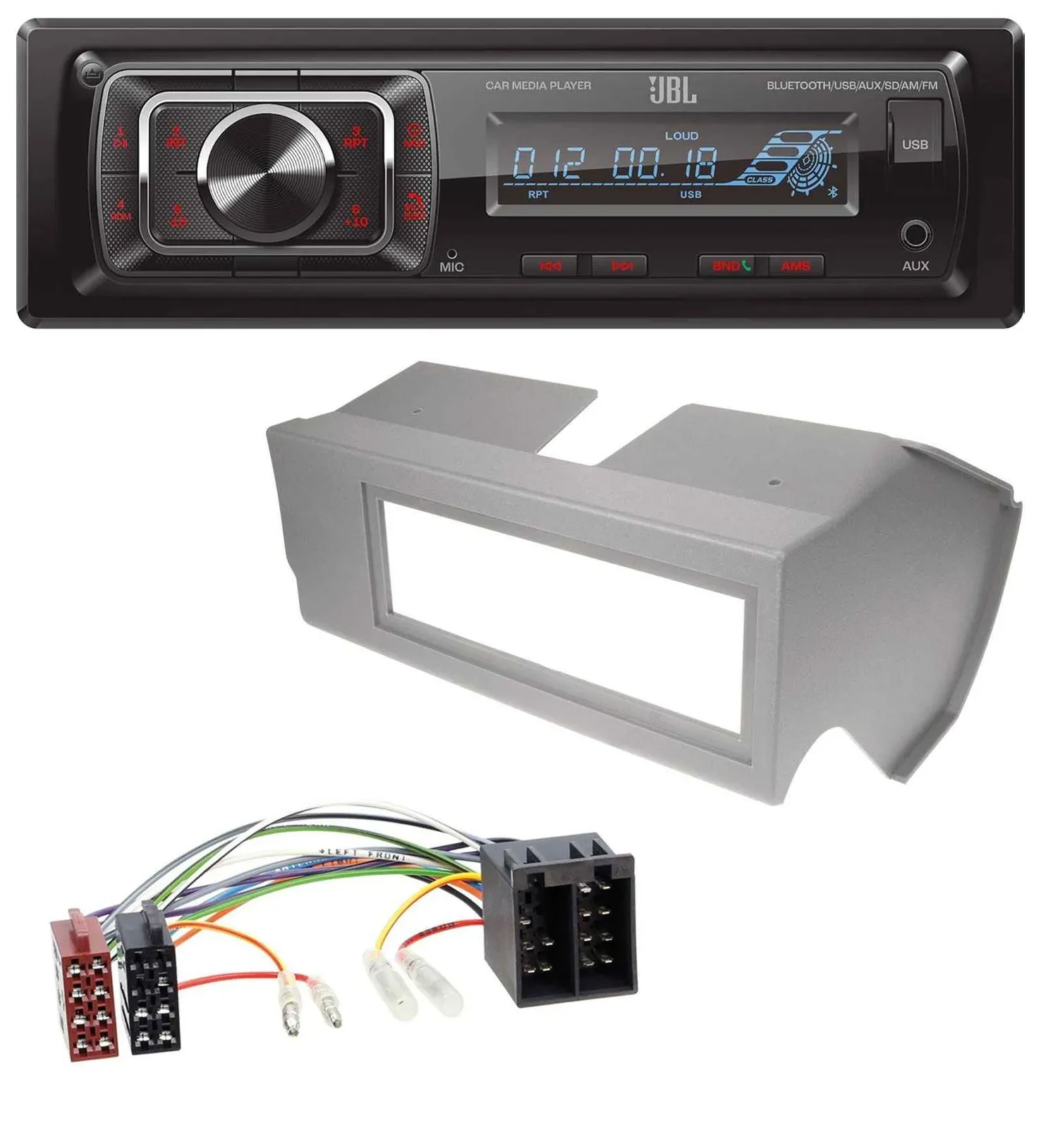 Автомагнитола для Fiat Panda (до 2002) JBL SD/AUX/MP3/USB/Bluetooth серый