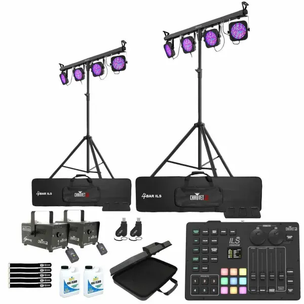 Chauvet DJ 4BAR ILS RGB Wash Lighting Systems Pair w ILS Command Controller