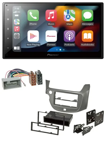 Pioneer DAB Bluetooth 2DIN USB MP3 Autoradio für Honda Jazz ab 09 silber