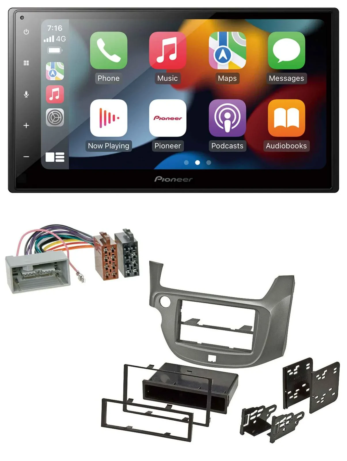 Автомагнитола Pioneer для Honda Jazz (с 2009) 2-DIN DAB, Bluetooth, USB, MP3 серебристая