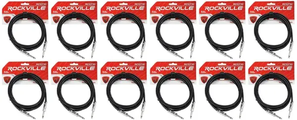 Инструментальный кабель Rockville RCGT10B Black 3 м (12 штук)