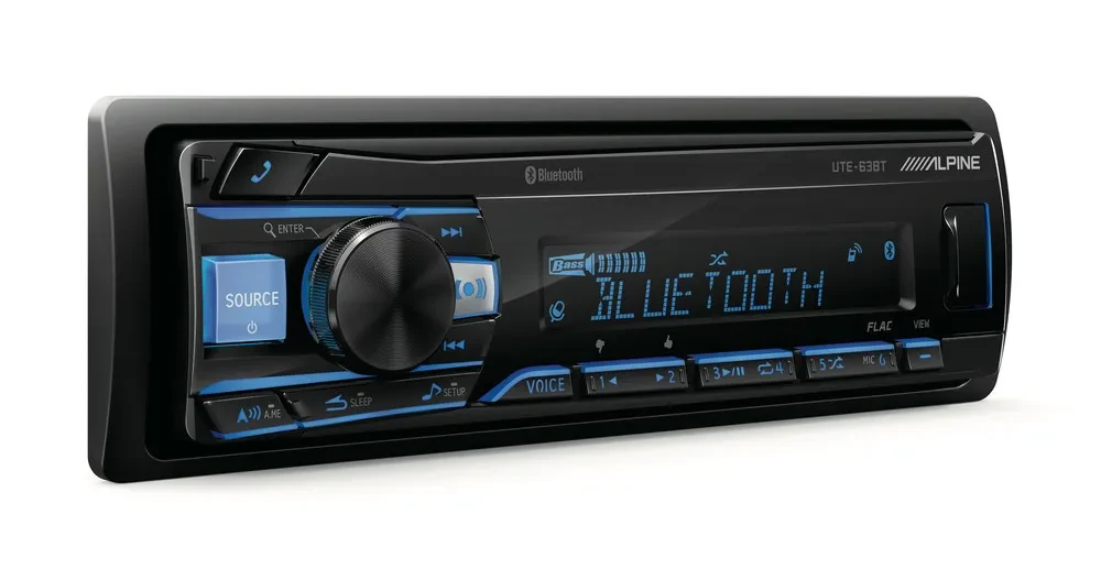Alpine UTE-63BT Single DIN Shallow-Chassis Digital Media Receiver with Bluetooth