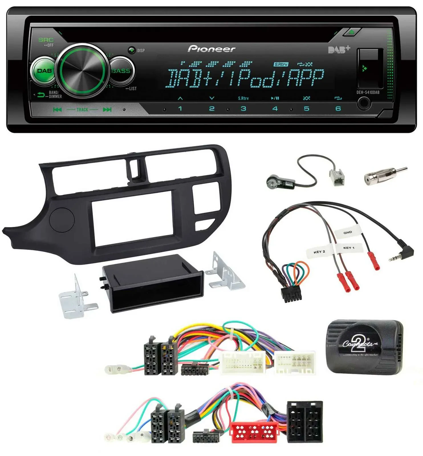 Pioneer USB MP3 DAB Lenkrad CD Autoradio für Kia Rio UB 2011-2015 schwarz