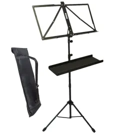 keepdrum MUS3BK Notenständer Schwarz mit K-M 12218 Ablage
