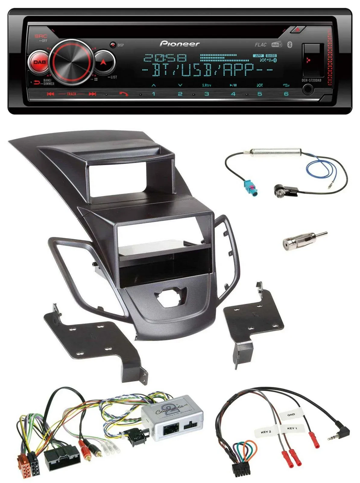 Автомагнитола для Ford Fiesta (2010–2017) Pioneer CD, DAB, Bluetooth, USB, чёрная