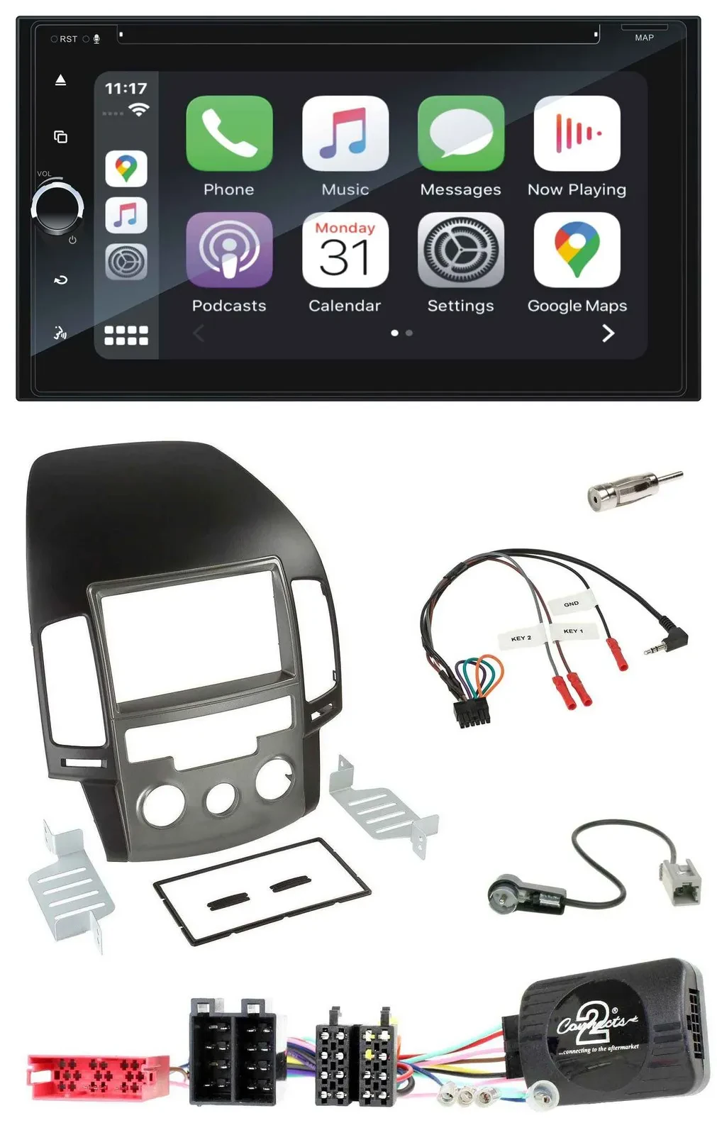 Blaupunkt DAB USB Bluetooth Lenkrad 2DIN TMC Navigation für Hyundai i30 ab 2009