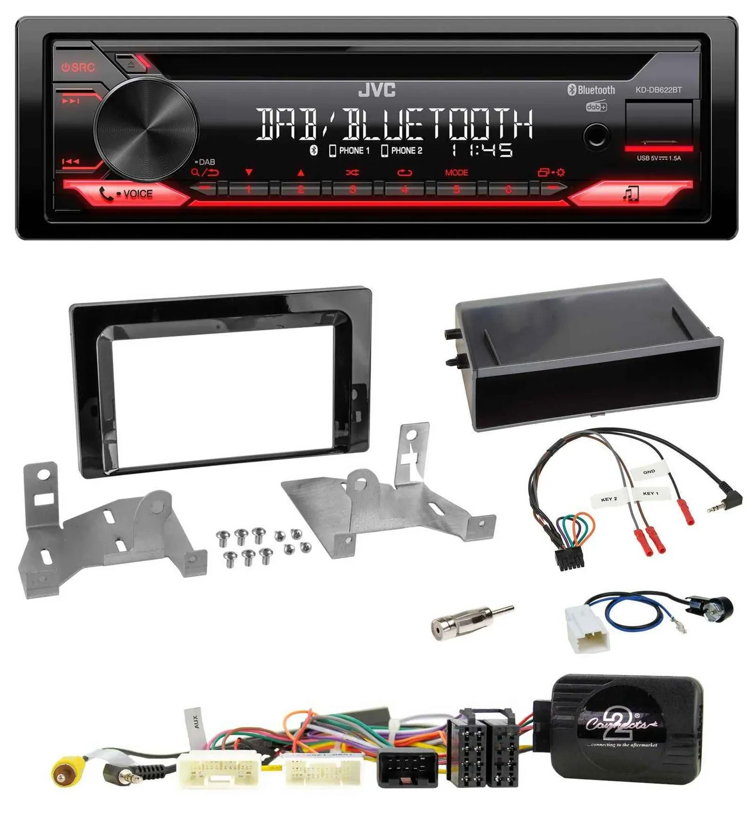 JVC CD DAB USB Bluetooth Lenkrad Autoradio für Toyota Aygo ab 2022 AB7 Klavierla