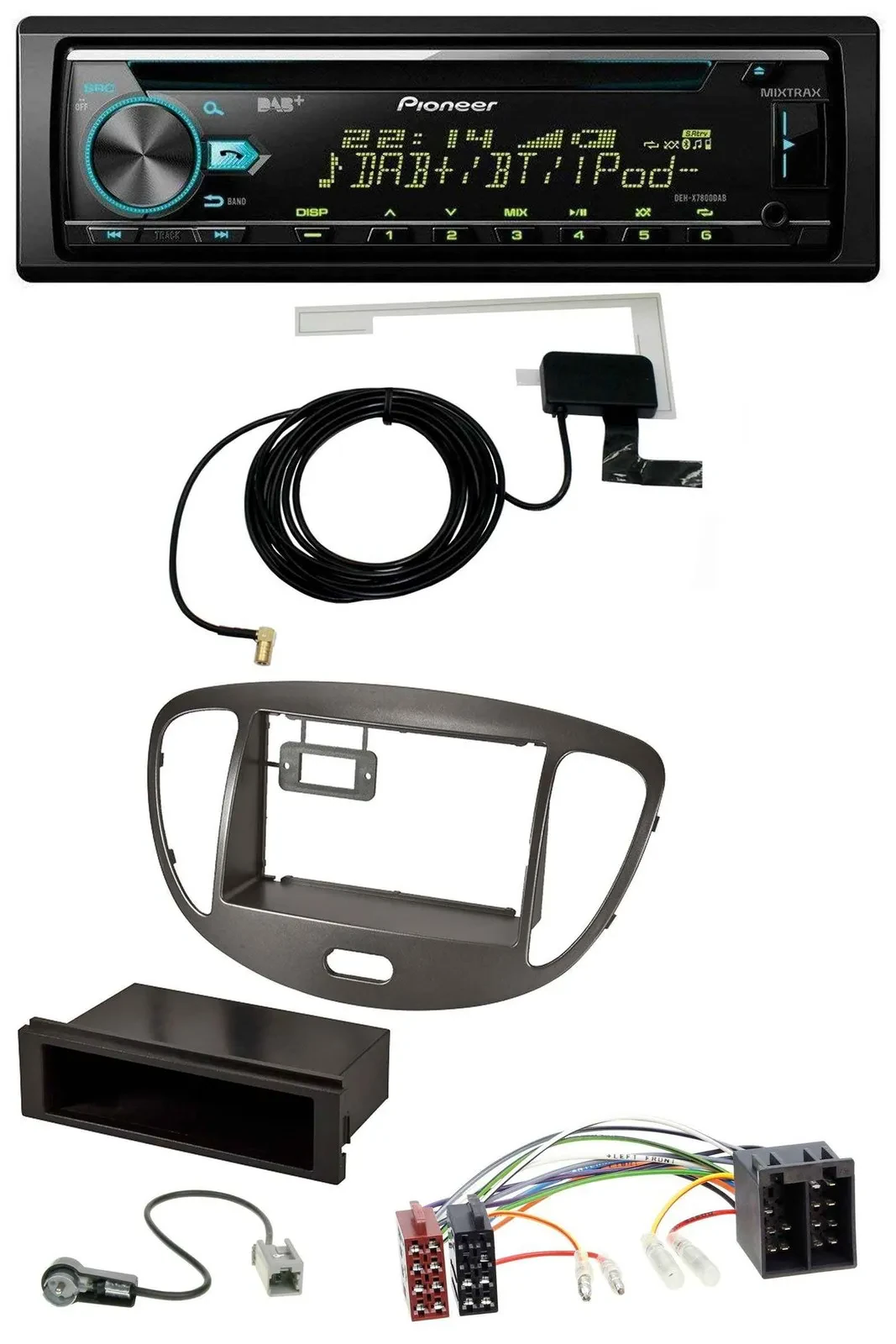 Pioneer MP3 AUX CD USB DAB Autoradio für Hyundai i10 2008-2013 dunkelsilber