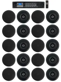 Rockville Commercial Amp+20) 5.25" 2-Way Black Ceiling Speakers 4 Hotel/Office