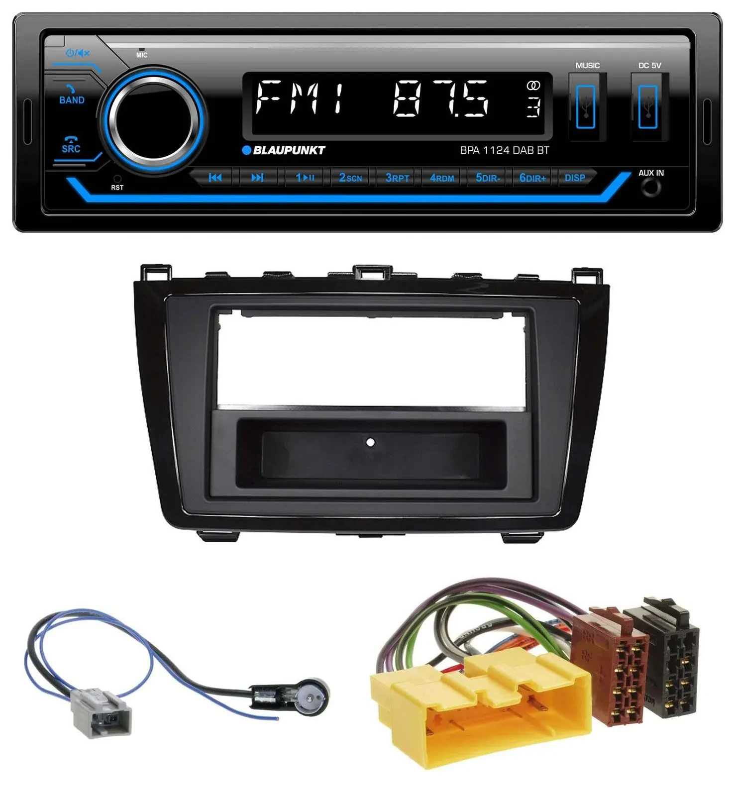 Blaupunkt Bluetooth USB DAB MP3 Autoradio für Mazda 6 (08-12) - glänzend