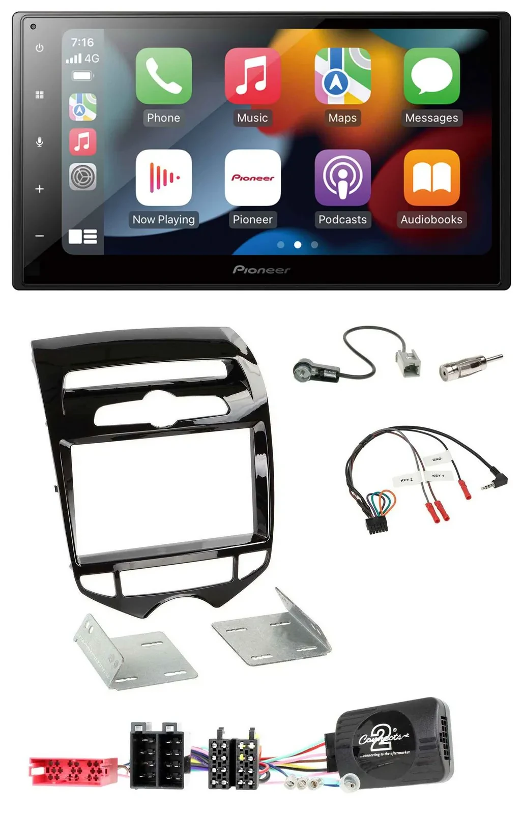 Pioneer DAB Bluetooth 2DIN USB Lenkrad Autoradio für Hyundai ix20 ab 10 autom. K