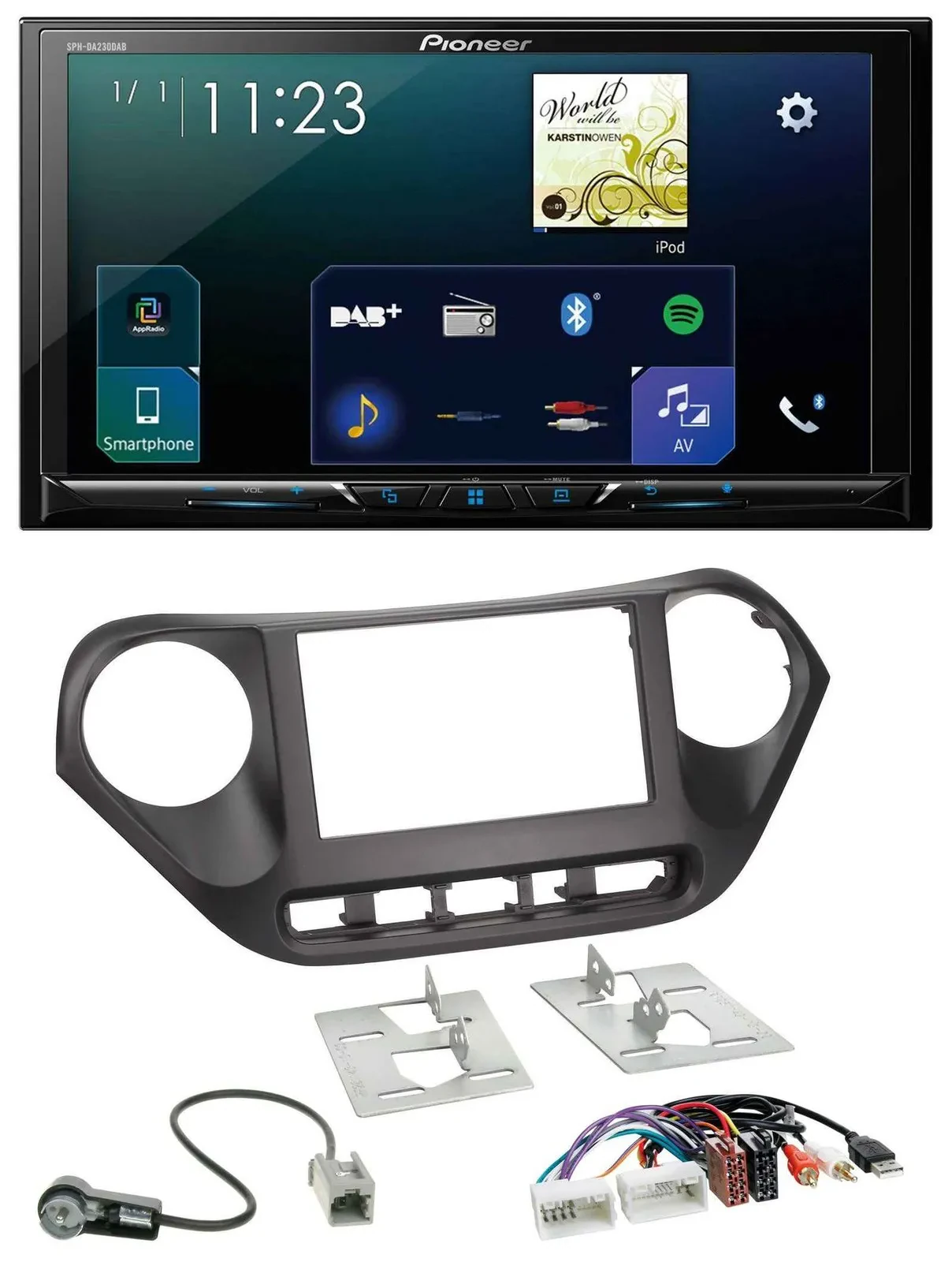 Pioneer MP3 Bluetooth USB 2DIN DAB Autoradio für Hyundai i10 ab 2013 AUX USB