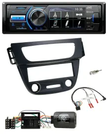 Автомагнитола JVC Bluetooth USB DAB для Renault Megane III (2009–2012) черная с поддержкой управления на руле