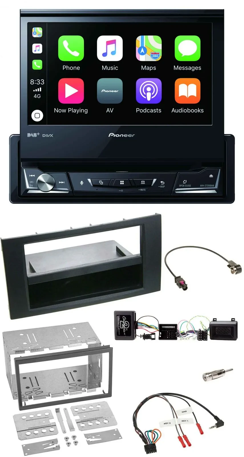 Автомагнитола Pioneer для Ford Kuga 2008–2012, DVD, Bluetooth, DAB, USB, черная